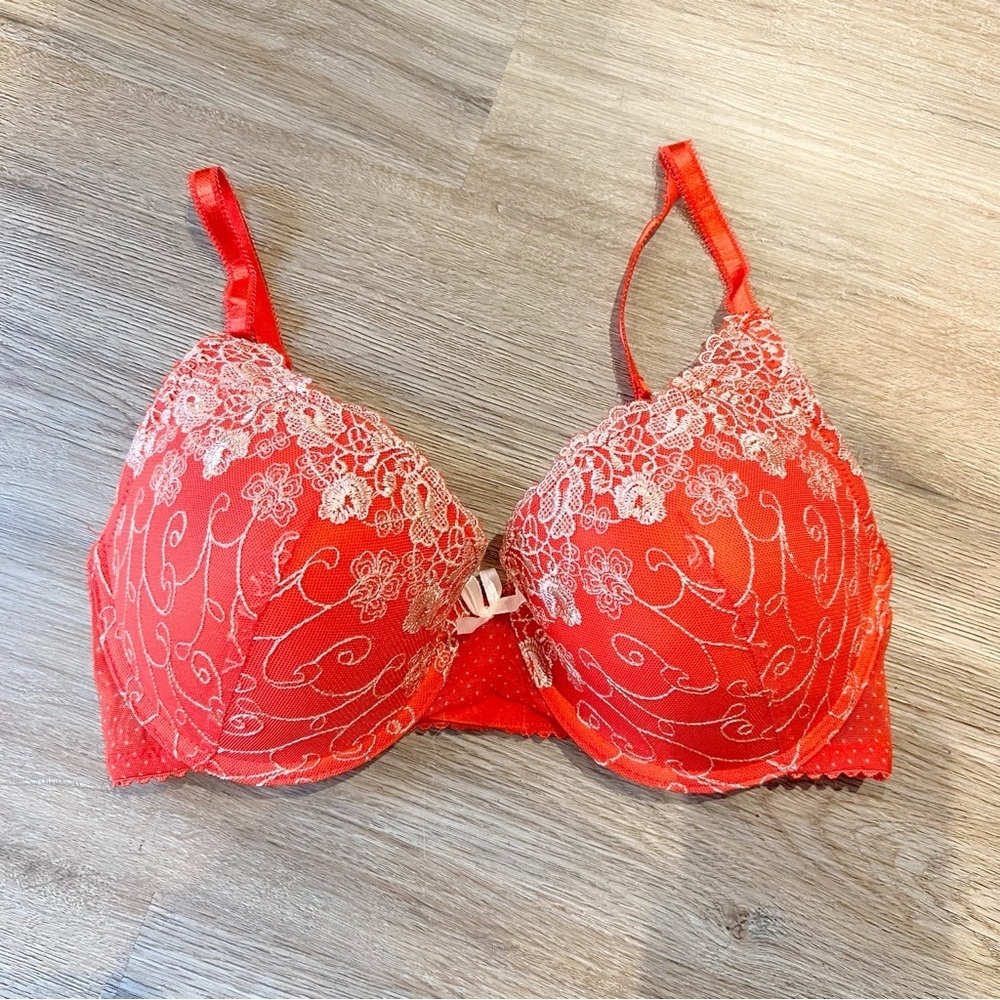 Blush Red & White Lace Bra